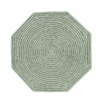 Caspari Green Octagonal Rattan Placemat